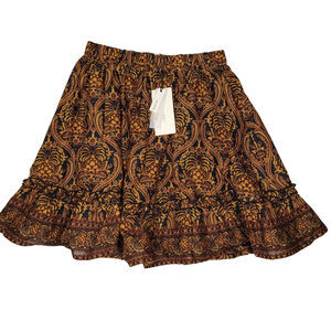 NWT A Loves A Little Girls Ruffle Mini Skirt Size Large Brown 100% Cotton